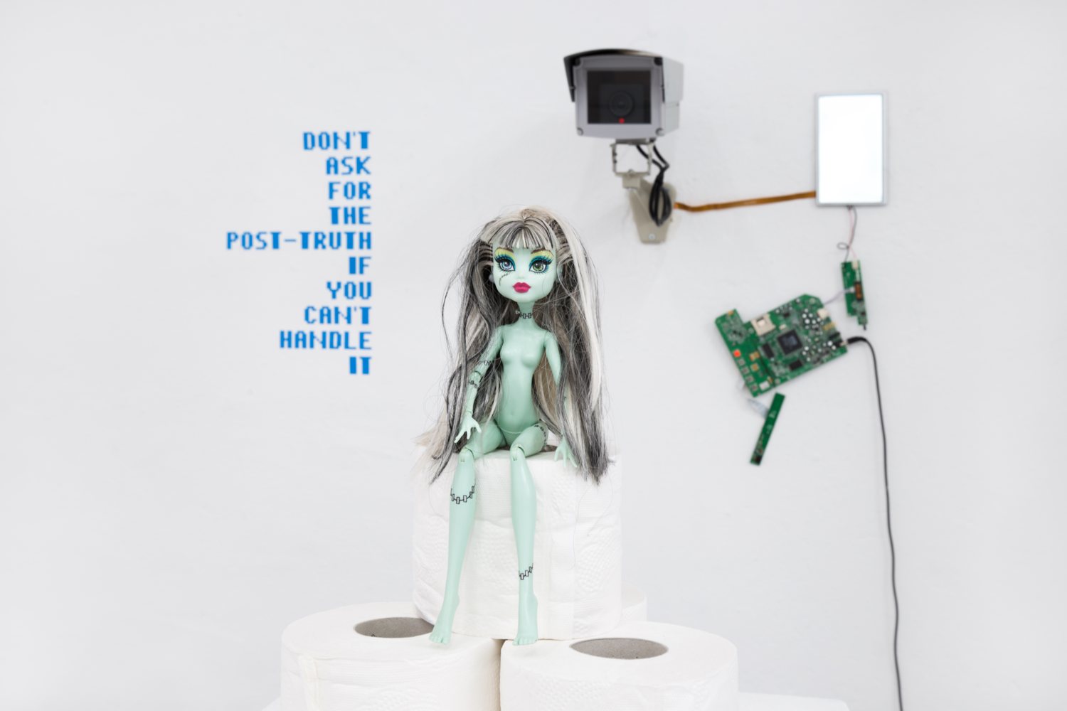 The Wrong Club — Igor Štromajer, 000000_1: doll, dummy CCTV camera and text